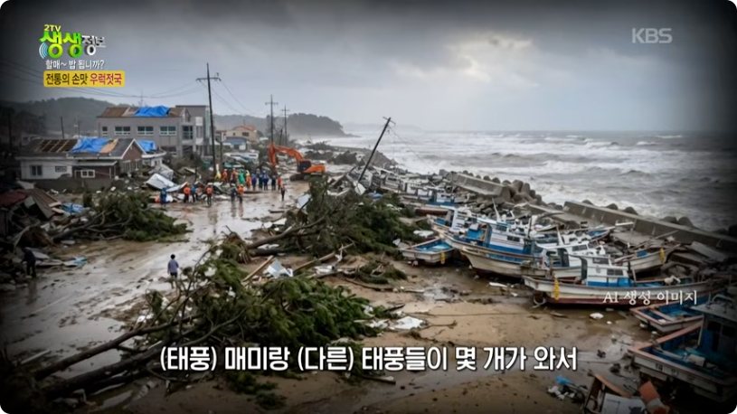 2TV 생생정보 우럭젓국 편 도입부에 나온 태안 바닷가와 포구 풍경